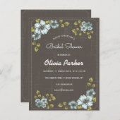 ブルーフラワー招待状ブライダルシャワー インビテーションポストカード (正面/裏面)