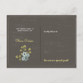 ブルーフラワー招待状ブライダルシャワー インビテーションポストカード (裏面)