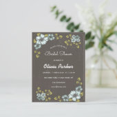 ブルーフラワー招待状ブライダルシャワー インビテーションポストカード (スタンド正面)