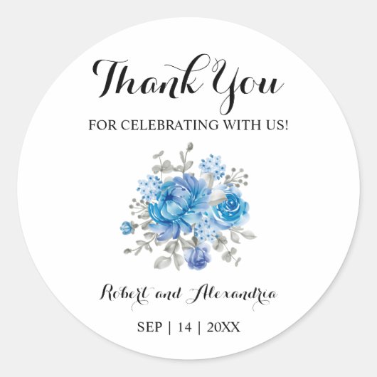 ブルーフラワー来が結婚有る ラウンドシール (正面)