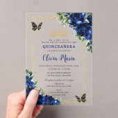 ブルーフラワー王室のズフローラキンセアニラ蝶 アクリル招待状 (インサイチュ (ポータブル))