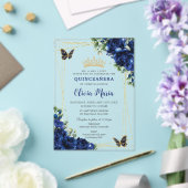 ブルーフラワー王室のズフローラキンセアニラ蝶 アクリル招待状 (インサイチュ (ウェディング))