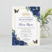 ブルーフラワー王室のズフローラキンセアニラ蝶 招待状 (スタンド正面)