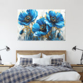 ブルーフラワー素晴らしズ絵を描-鮮やかフローラ・アート キャンバスプリント (インサイチュ (寝室))