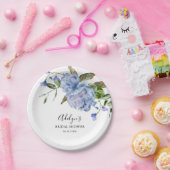 ブルーフラワー素朴グリーンブライダルシャワー ペーパープレート (パーティー)