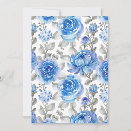 ブルーフラワー結婚ズのアニバーサリー誓い 招待状 (裏面)