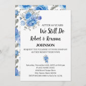 ブルーフラワー結婚ズのアニバーサリー誓い 招待状 (正面/裏面)