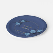 ブルーフラワー結婚ズ ペーパープレート (アングル)