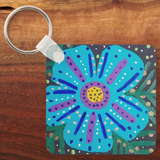 ブルーフラワー絵画ズ キーホルダー (正面)