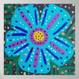 ブルーフラワー絵画ズ ポスター