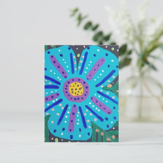 ブルーフラワー絵画ズ ポストカード (スタンド正面)