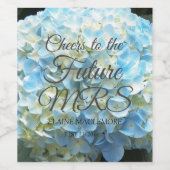 ブルーフラワー花びらパーソナライズされたブライダルシャワー ワインラベル (シングルラベル)