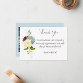 ブルーフラワー葬儀フォトサンキューカード ノートカード (正面/裏面インサイチュ)