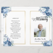 ブルーフラワー葬儀プログラムテンプレート (正面/裏面)