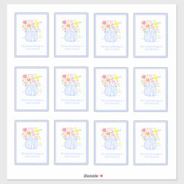 ブルーフラワー蔵書票シール シール