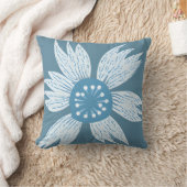 ブルーフラワー開花 モダン クッション (ブランケット)