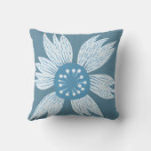 ブルーフラワー開花 モダン クッション (裏面)