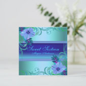 ブルーフラワー鮮やかSweet sixteen招待状 招待状 (スタンド正面)