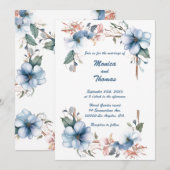 ブルーフラワー ダブル オーダーメイド ウェディング 招待状 (正面/裏面)