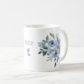 ブルーフラワー 陶器マグカップ コーヒーマグカップ (正面右)