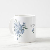 ブルーフラワー 陶器マグカップ コーヒーマグカップ (正面左)