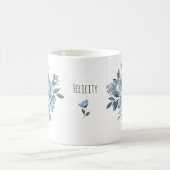 ブルーフラワー 陶器マグカップ コーヒーマグカップ (中央)