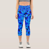 ブルーフランギパニフラワーズハイウエストキャプリスレギンス カプリレギンス (正面)