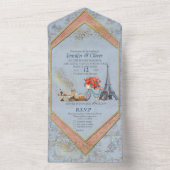 ブルーフランスのに住む国を受け入淡い色のれる オールインワン招待状 (内側)