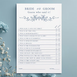 ブルーフランスのの新郎新婦ブライダルシャワーゲーム