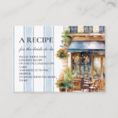 ブルーフランスのカフェブライダルシャワーレシピ エンクロージャーカード (正面)