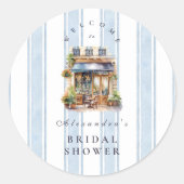 ブルーフランスのカフェブライダルシャワー ラウンドシール (正面)