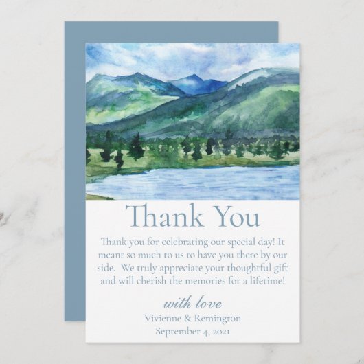 ブルーフランスのセレネウォーターカラーレイク サンキューカード (正面/裏面)