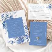 ブルーフランスのトワールフローラフォイル結婚式招待状 招待状