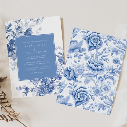 ブルーフランスのトワールフローラフォイル結婚式招待状 招待状