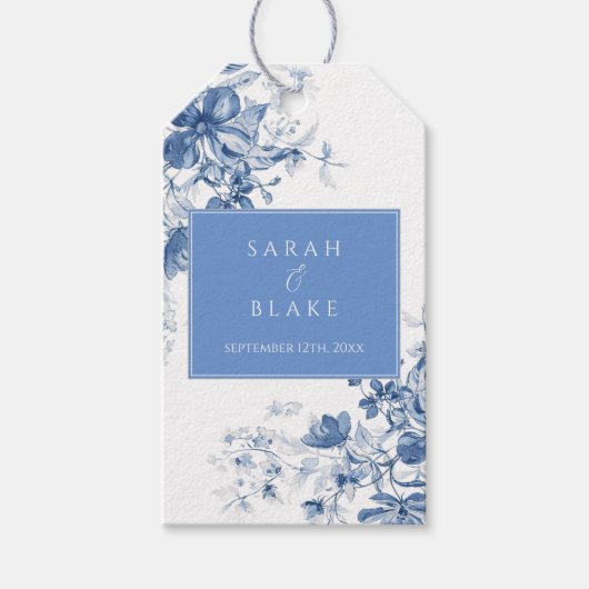 ブルーフランスのトワールフローラ結婚式の引き出物ラベル ギフトタグ (正面)