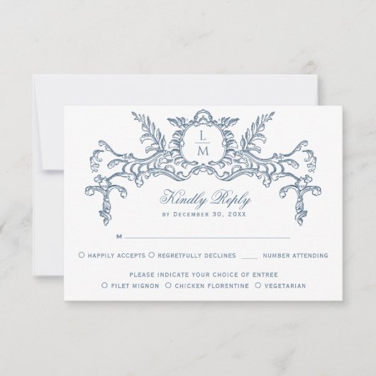 ブルーフランスのバ華美ロケ文字 出欠カード (正面)