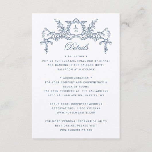 ブルーフランスのバ華美ロケ結婚の詳細 エンクロージャーカード (正面)