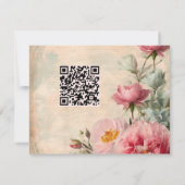 ブルーフランスのピンクローズフローラエレガントな結婚式 招待状 (裏面)