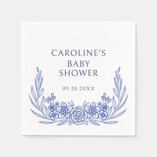 ブルーフランスのフローラボーイ赤ちゃんシャワー スタンダードカクテルナプキン (正面)