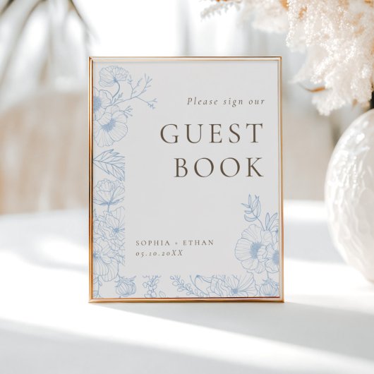 ブルーフランスのフローララインアートゲストブックポスター ポスター