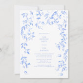 ブルーフランスのフローラ植物学60誕生日 招待状 (正面)