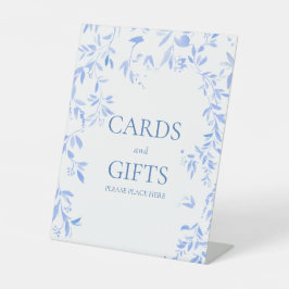 ブルーフランスのフローラ植物結婚式カード&ギフト 台座サイン