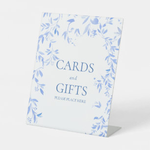 ブルーフランスのフローラ植物結婚式カード&ギフト 台座サイン