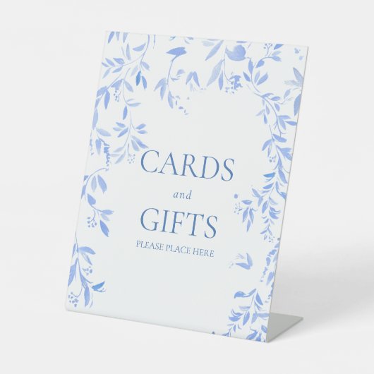 ブルーフランスのフローラ植物結婚式カード&ギフト 台座サイン (正面)