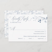 ブルーフランスのフローラ食事の選択RSVPカード 出欠カード (正面/裏面)