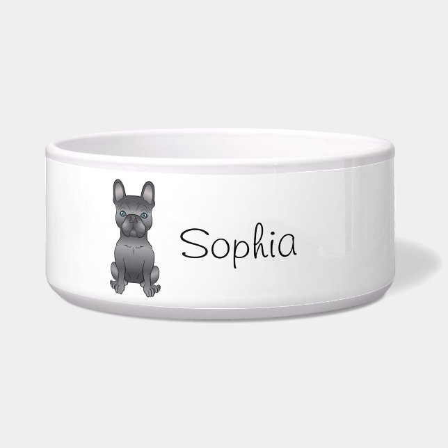 ブルーフランスのブルドッグ/フランス人漫画の犬と名前 ボウル (正面)
