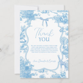 ブルーフランスのホワイトトイレデジュイベアーベイビーシャワー サンキューカード