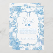 ブルーフランスのホワイトトイレデジュイベアーベイビーシャワー サンキューカード (正面/裏面)