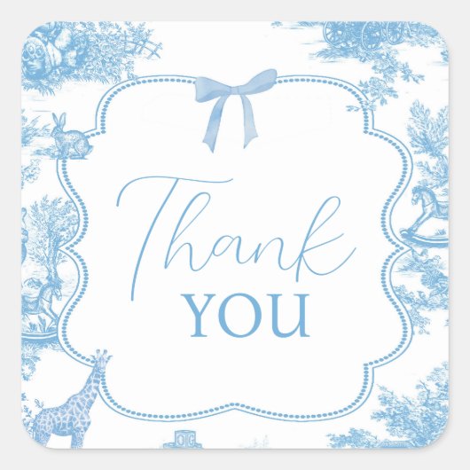 ブルーフランスのホワイトトイレデジュイベアーベイビーシャワー スクエアシール (正面)