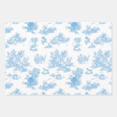 ブルーフランスのホワイトトイレデジュイベアーベイビーシャワー ラッピングペーパーシート (正面3)